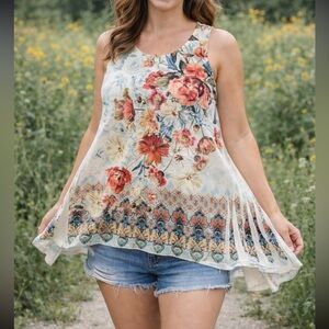 Women’s beautiful summer top  Floral Sleeveless Top - Multicolor